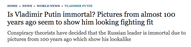 Владимира Путина заподозрили в бессмертии