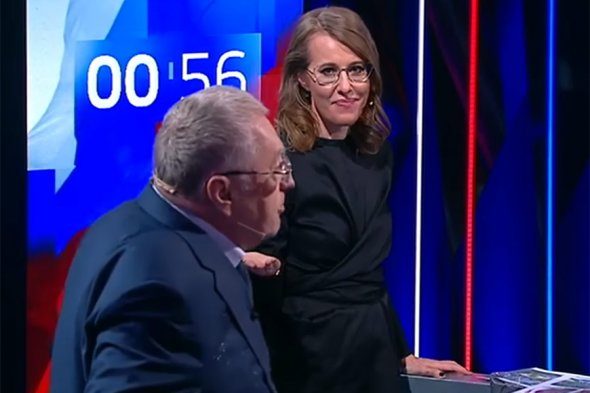 Жириновский нецензурно оскорбил Собчак в прямом эфире