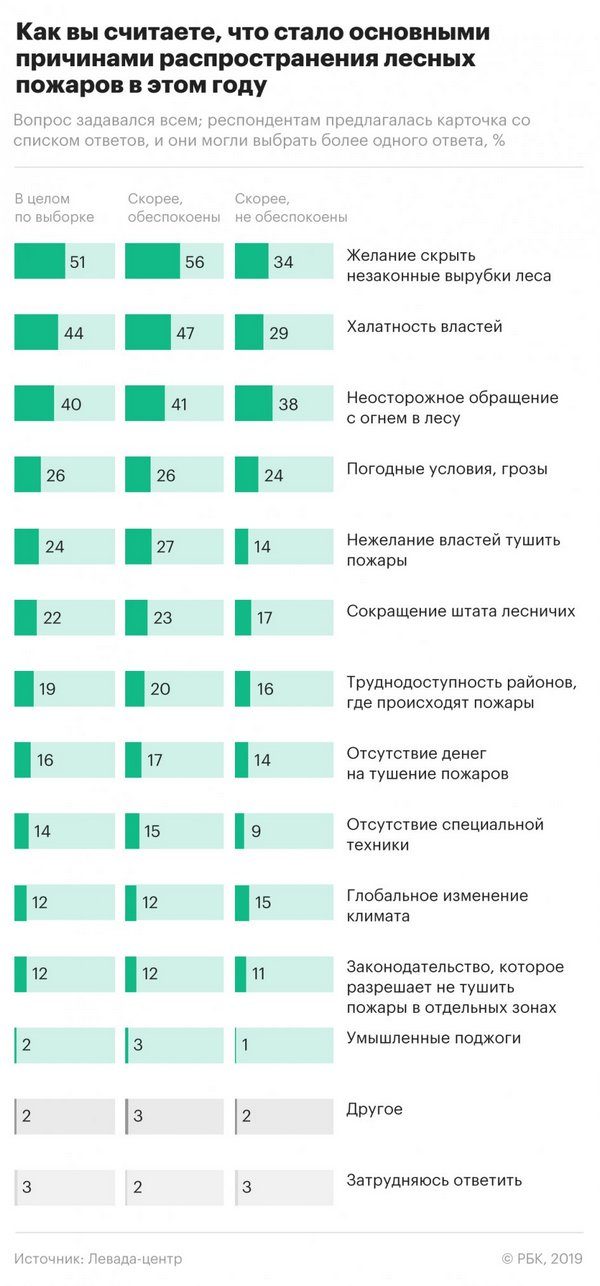 Вырубки и халатность властей - основные причины лесных пожаров по мнению большинства россиян