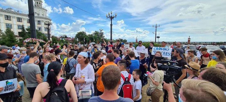 В Хабаровске проходит повторная несанкционированная акция в поддержку Сергея Фургала