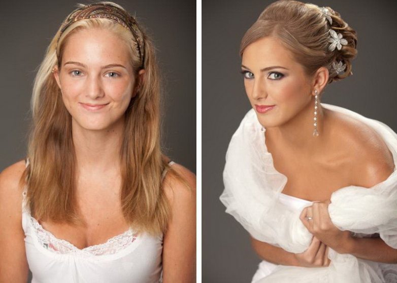 Невесты до и после нанесения макияжа