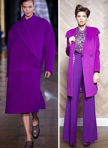 Как и с чем носить фиолетовое пальто
