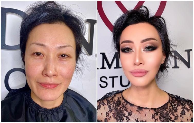 Фото женщин до и после макияжа