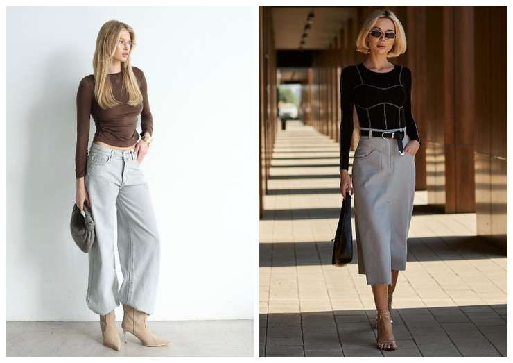 Как и с чем сочетать базовый лонгслив