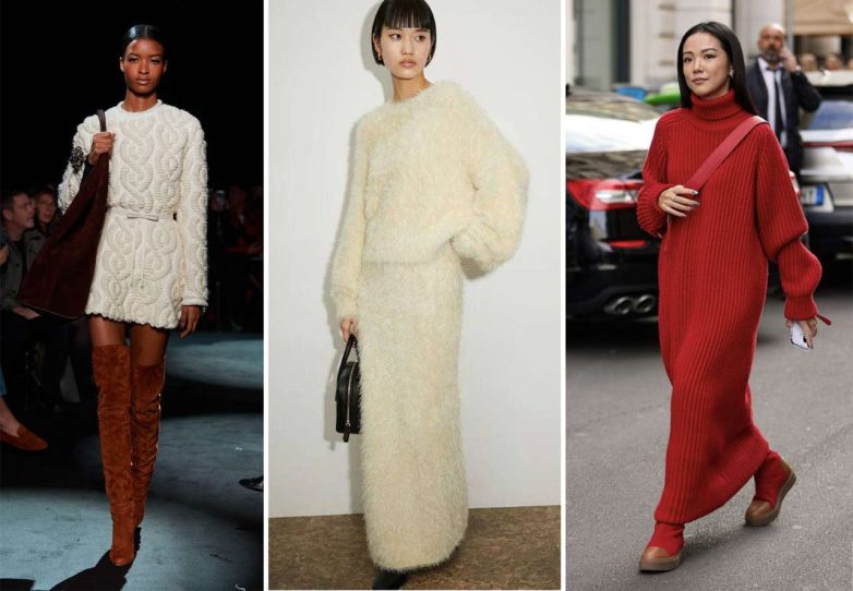 С чем носить тёплые платья