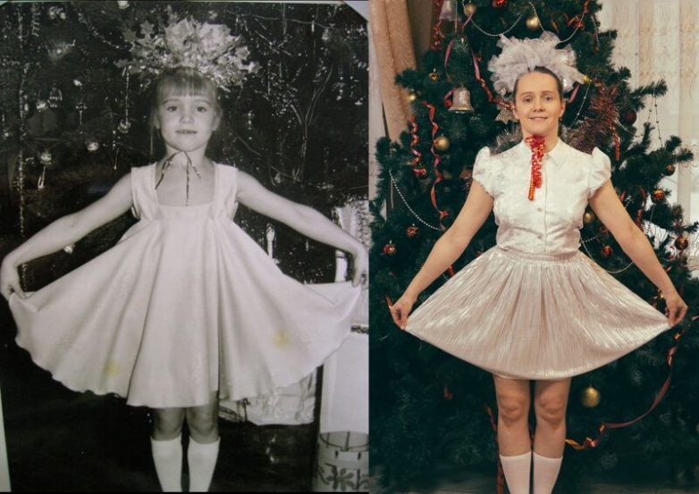 Российские актеры воссоздали свои детские новогодние фото