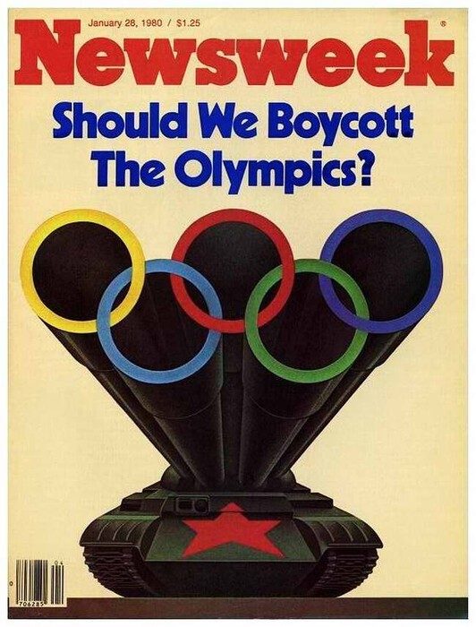 Западные карикатуры во время бойкота московской Олимпиады-80