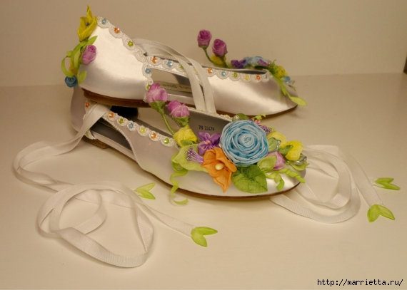 Цветы из ткани для украшения туфелек
