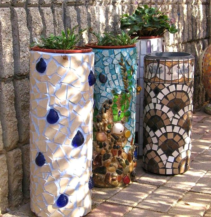 Идеи применения мозаики в саду