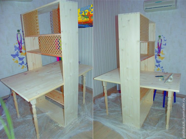 Декорируем деревянный стол-тумбу