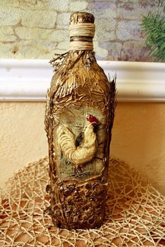 Декор бутыля в деревенском стиле