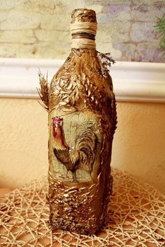 Декор бутыля в деревенском стиле