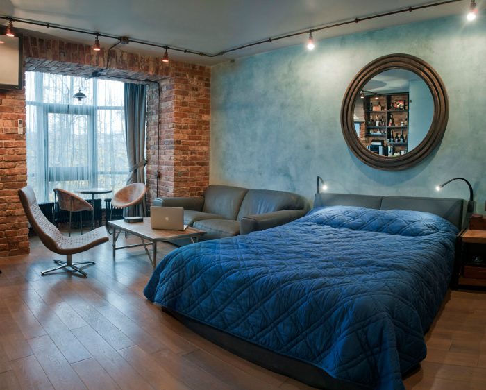 Стильные идеи дизайна гостиной, совмещенной со спальней