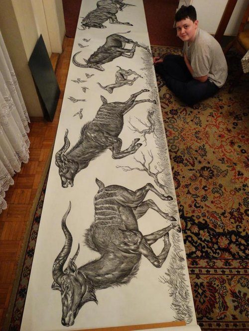 Невероятно детализированные изображения животных от 15-летнего художника