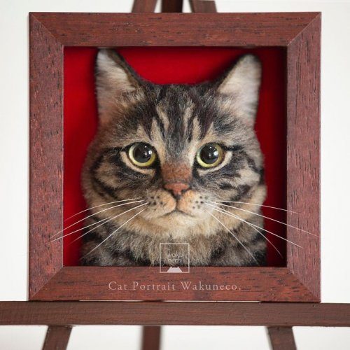 Трёхмерные войлочные портреты кошек