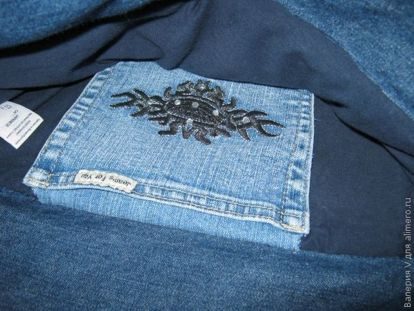 Сумка из джинсовой ткани в технике „Синель“