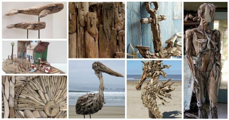 Искусство из деревяшек, выброшенных морем