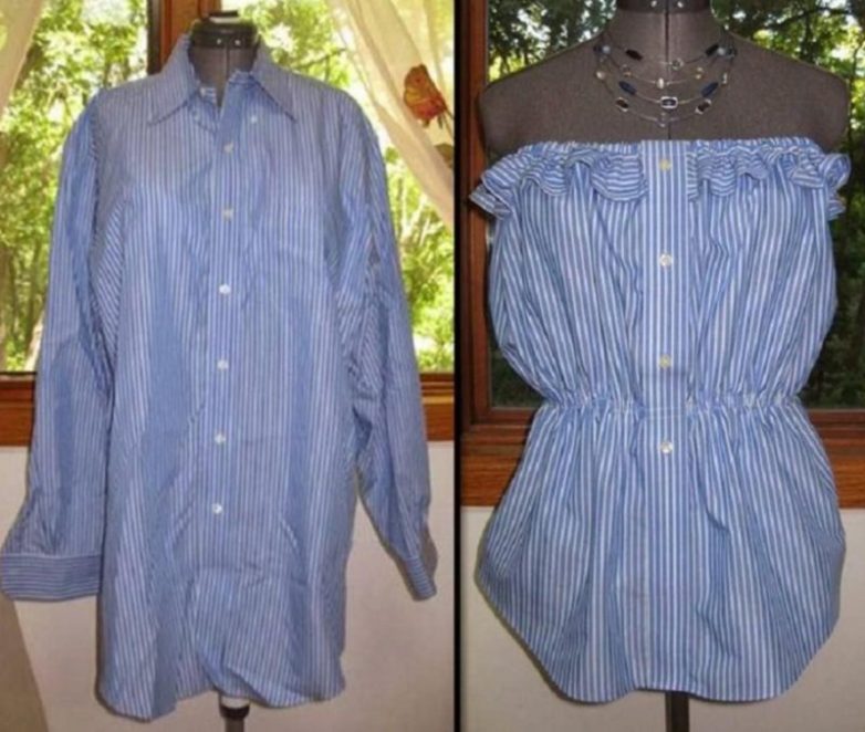 Блузка из мужской рубашки – стильные переделки своими руками