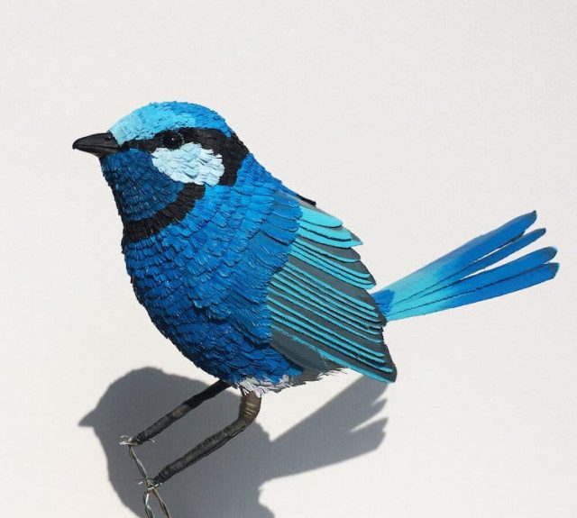 Реалистичные бумажные скульптуры птиц