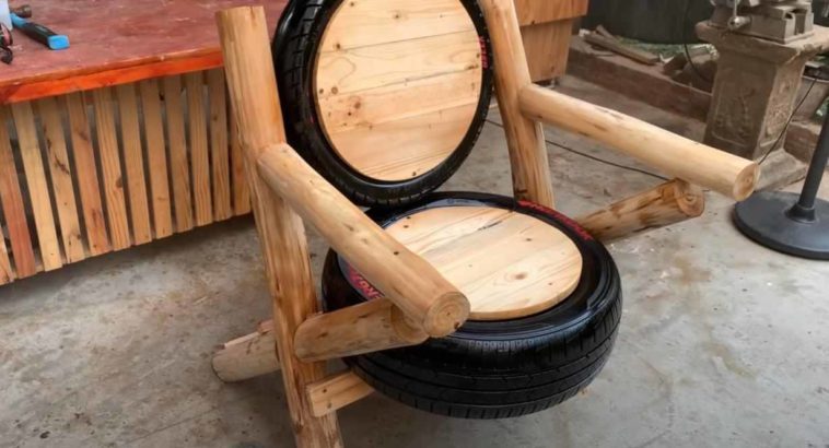 Кресло из шин в деревенском стиле