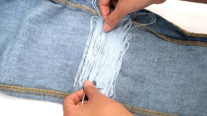 Как зашить разорванные джинсы