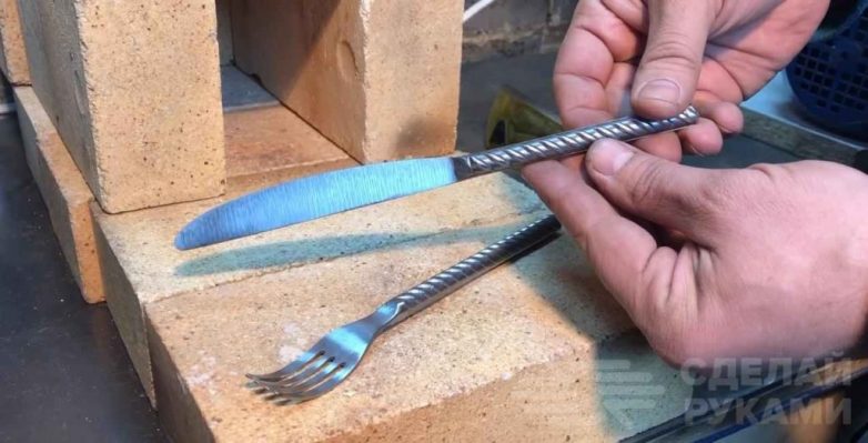 Вилка и нож из обычной арматуры
