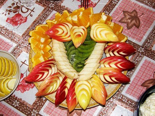 Украшение новогодней нарезки: фруктовая тарелка