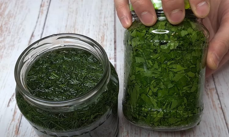 Укроп и петрушка сохраняют аромат, словно только с грядки. Свежая зелень всю зиму
