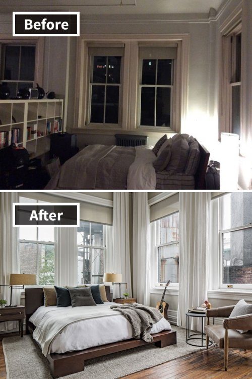 Комнаты до и после ремонта