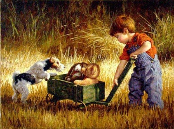 Трогательные картины детей и животных