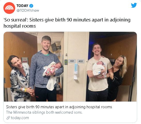Сестры родили сыновей с интервалом в полтора часа