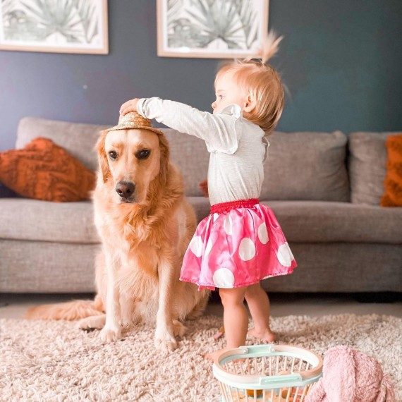 Дружба маленькой девочки и большой собаки
