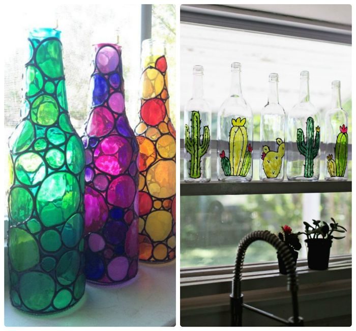 Стеклянные бутылки, преображающие интерьер