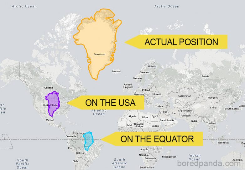Почему на картах отображают ненастоящие размеры стран?
