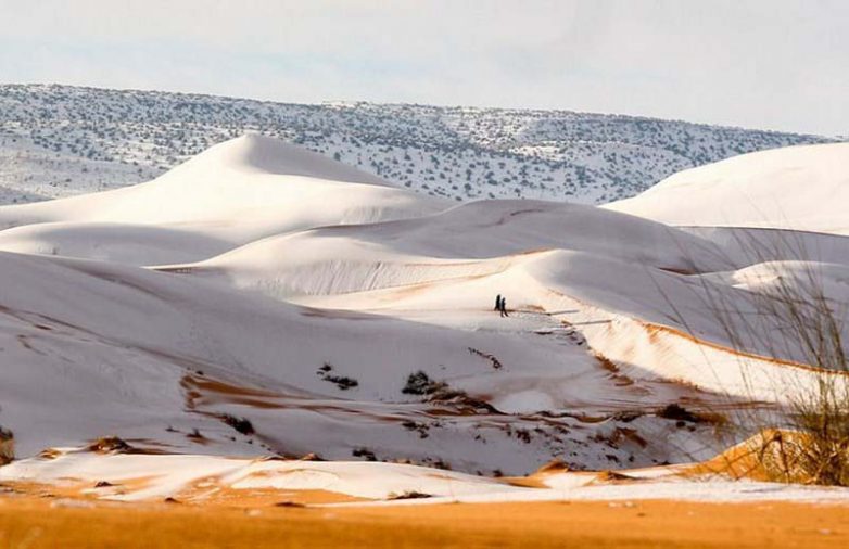 В пустыне Сахара выпал снег. Невероятное зрелище!