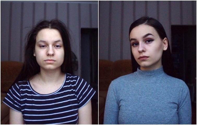 До и После макияжа