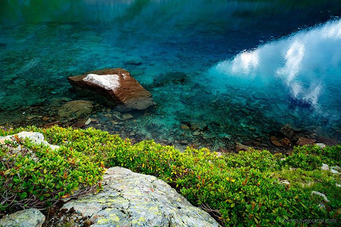 Прекрасное озеро Семицветное на Кавказе
