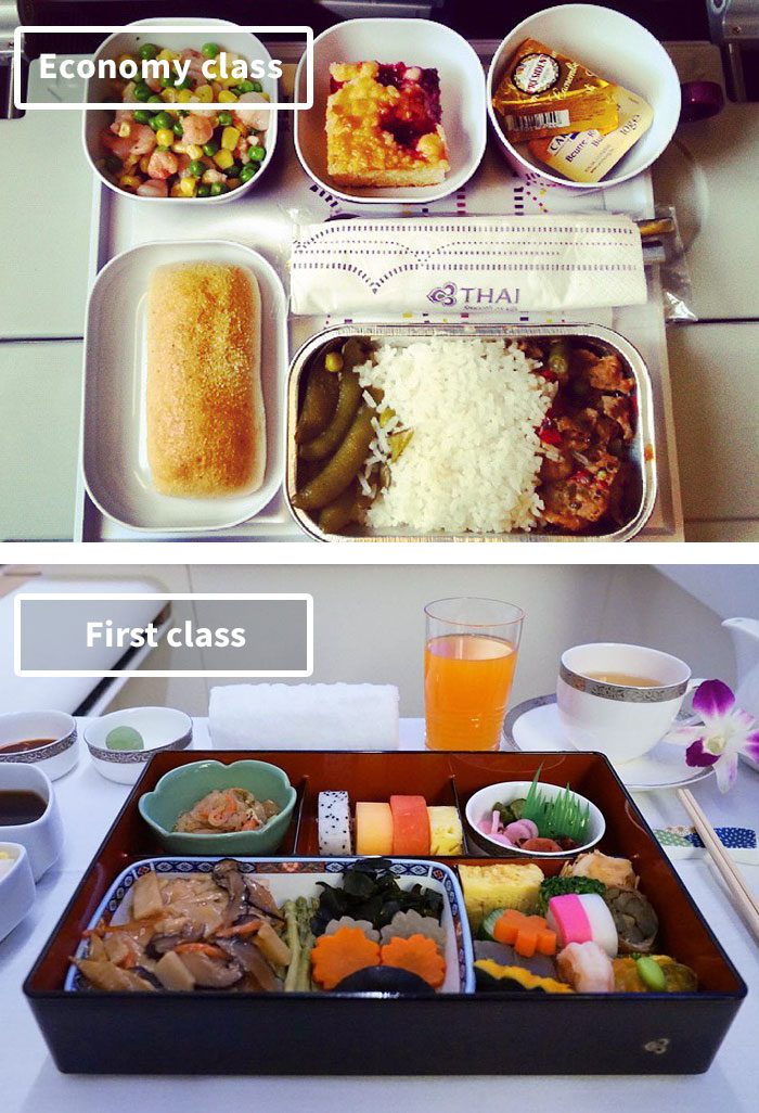 Эконом против бизнес-класса: чем кормят в самолётах разных авиакомпаний