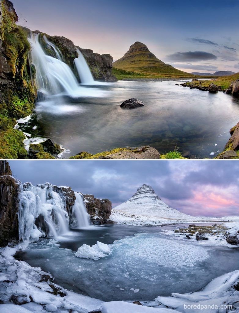 15 волшебных мест нашей планеты до и во время зимы