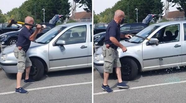 Мужчина спас запертую в машине собаку